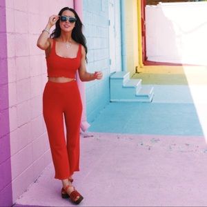 Red knit matching pant set. Size small.